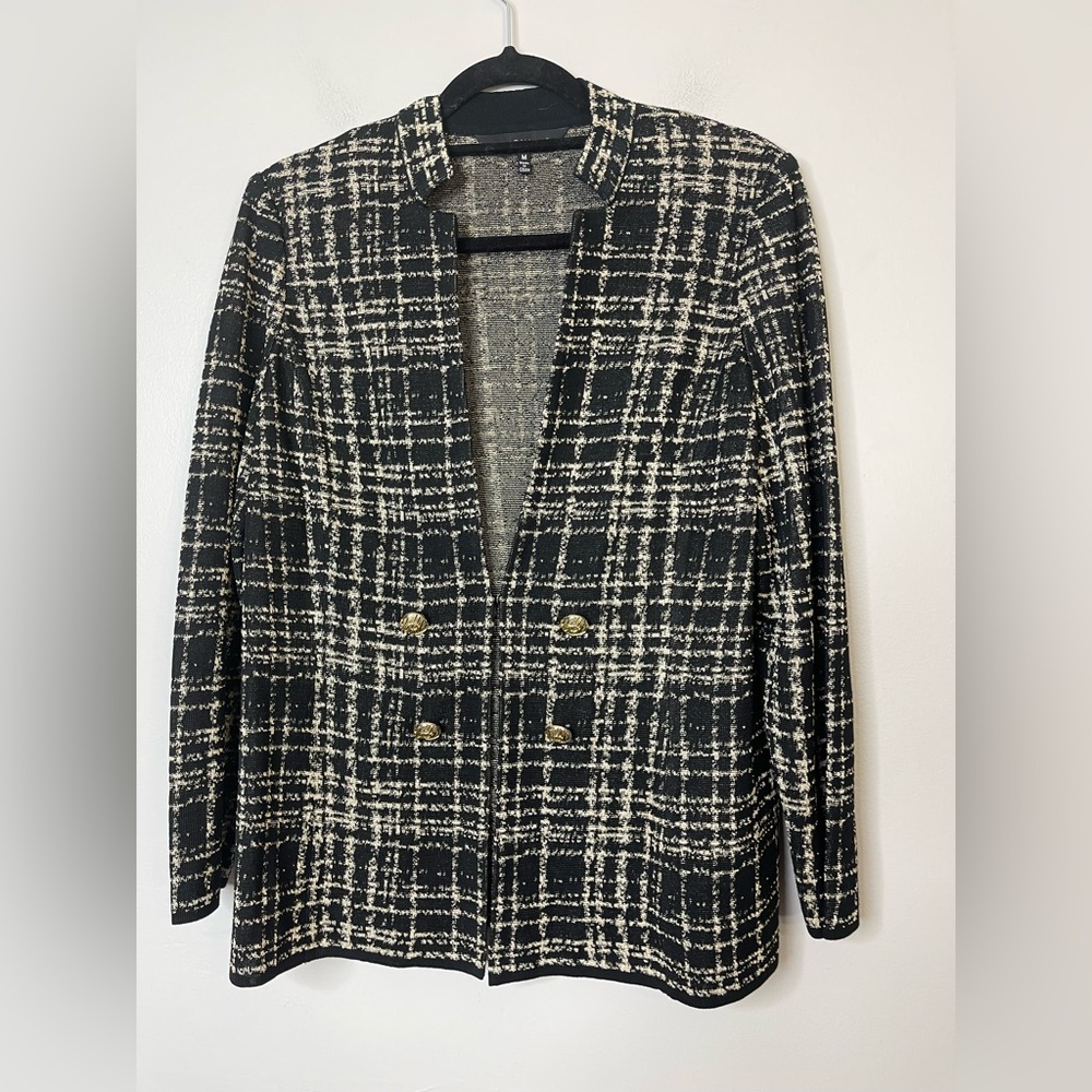 Ming Wang Rayon Acrylic Metallic Summer Blazer Jacket M Designer Career Office